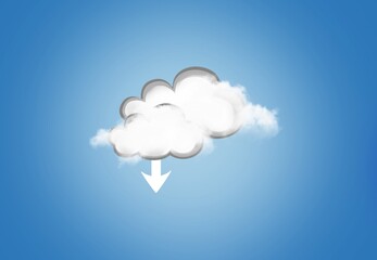 Virtual computing concept with white cloud in sky