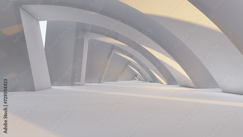 Poster abstract architecture background arched interior 3d render