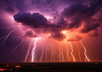 Fototapeta na wymiar Dynamic Thunder: Time-Lapse of Lightning Strikes