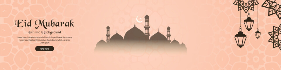 Religious eid mubarak festival decorative background facebook cover