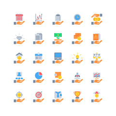 business and finance icon set. flat color icon collection. Containing icons.