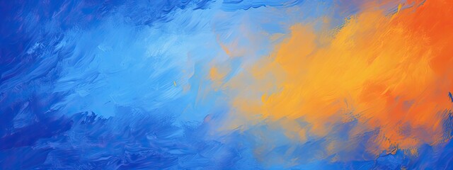 Obraz na płótnie Canvas Vibrant royal blue and orange brush background for poster and banner design