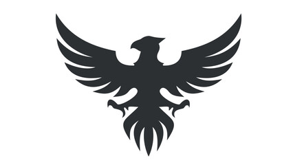 A black bird of prey isolated on a white background. Eagle logo.