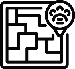 Room dog tracker icon outline vector. Animal care finder. Positioning system