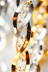 Gold and silver DNA chain close-up