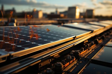 Renewable Urban Landscape: Bird's Eye View of Solar Panels Integrated into the Architecture of Buildings in an Urban Neighborhood