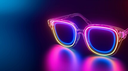 Neon colorful glowing party glasses isolated on black background .generative ai 