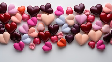 Hearts Aglow: A Valentine's Day Background Illuminated with Red and Pink Hearts, Illuminating the Joy and Warmth of Love