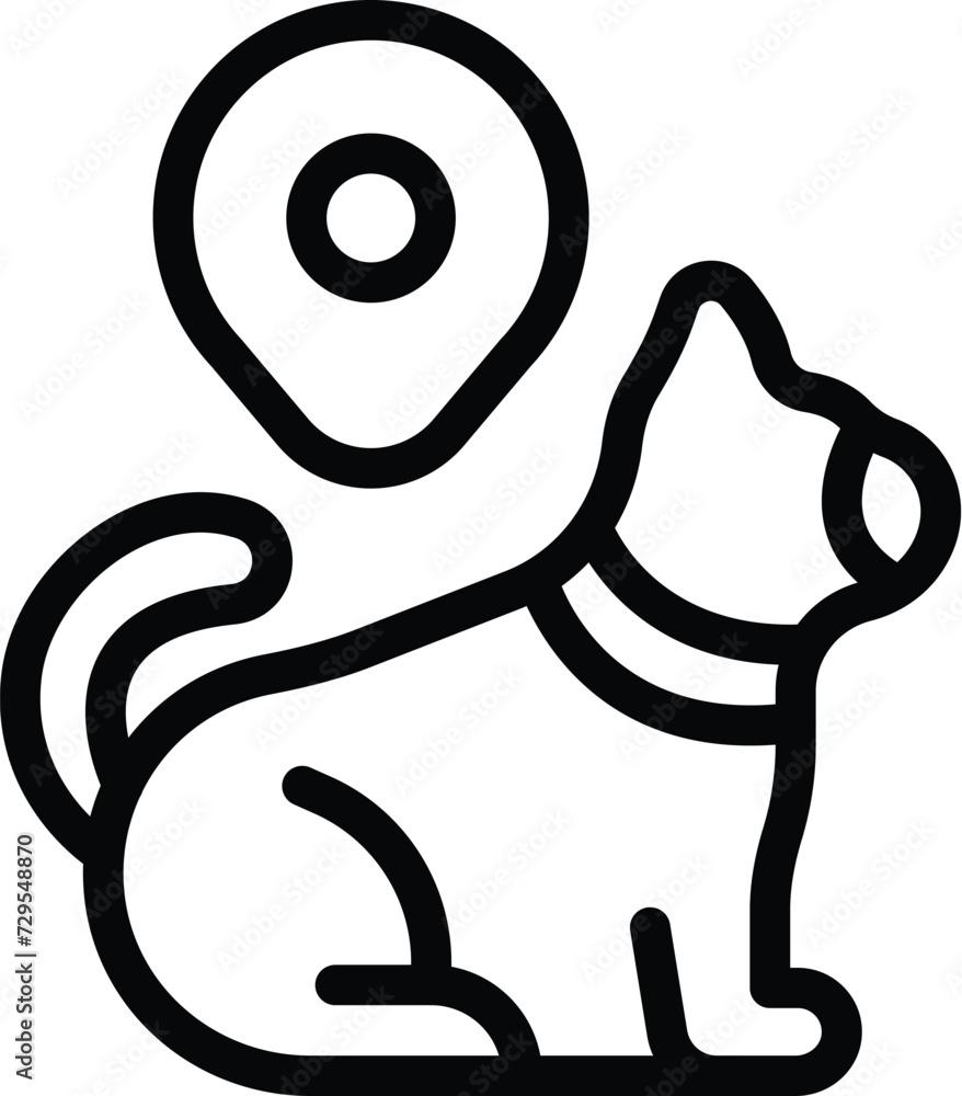 Poster pet location command icon outline vector. system warning. veterinary creature