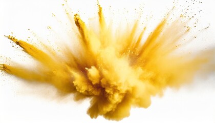 yellow powder explosion on white background