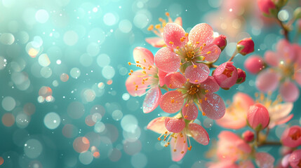 Magical meadow, full of blossoming spring flowers. horizontal banner or background. - obrazy, fototapety, plakaty