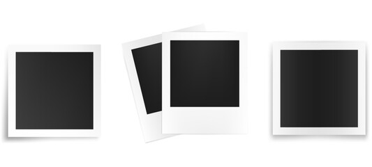 Vector retro photo frames with shadow isolated on white background.