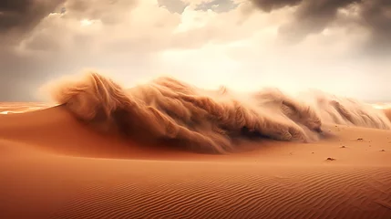 Fotobehang Desert landscape, sand dunes with wavy pattern © Derby