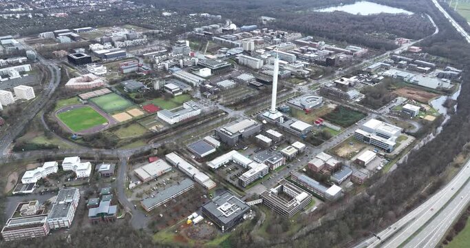 University Bremen in Germany, Europe, facility overview. Birds eye aerial drone view.