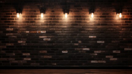 Dark Brick Wall Illuminated by Overhead Lights