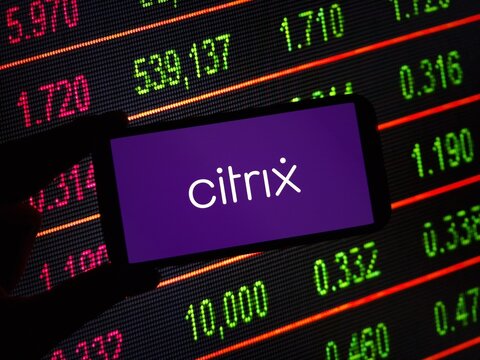 Konskie, Poland - February 05, 2024: Citrix Systems company logo displayed on mobile phone