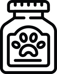 Pet bottle capsules icon outline vector. Animal medical care. Use pet tracker