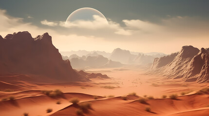 Naklejka premium Desert landscape, sand dunes with wavy pattern