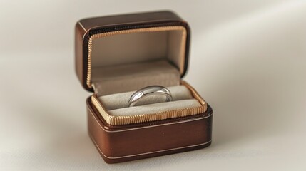 wedding ring in ring box isolated on white background