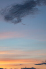 Blue and pink clouds in the evening sky