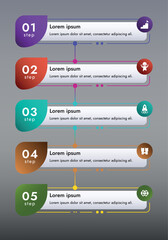 Infographic template. 5 steps that are related to each other. You can use the template to display your steps in electronic or printable format.