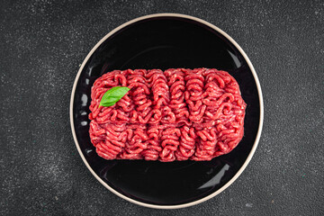 fresh minced meat beef meat tasty fresh healthy eating cooking appetizer meal food snack on the...