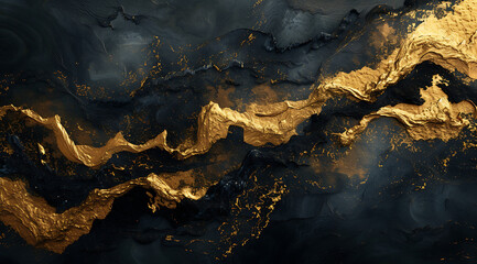 gold and black abstract surface background 3d render  - obrazy, fototapety, plakaty