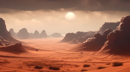 Naklejka premium Desert background, desert landscape photography with golden sand dunes