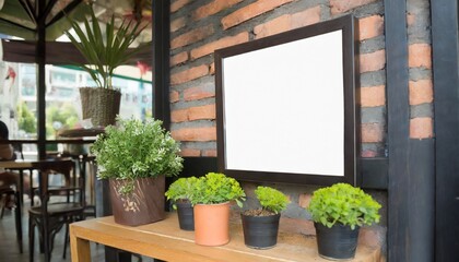 mockup image of blank billboard white screen posters for advertising blank photo frames display in coffee shop for your design
