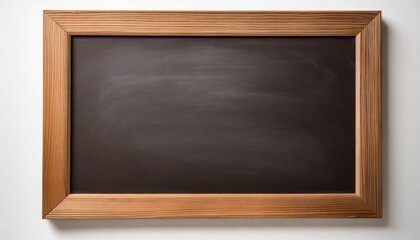 blackboard with brown wood frame on white background