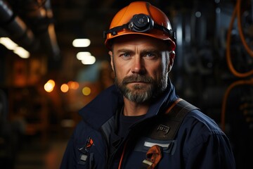 Precision Personified: A White Industry Maintenance Engineer in This Portrait Exemplifies Skill and Dedication in Maintaining Industrial Equipment