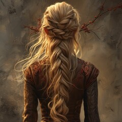 the girl with the long hair braided back.