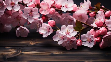 Woodland Charm: Apple Blossoms Gracefully Blossom on a Branch Against a Wooden Backdrop, Creating an Enchanting Wallpaper Setting