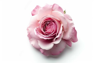 Pink rose flower on white background