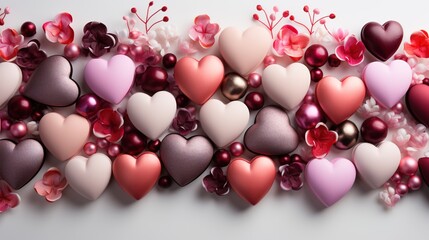 Enchanted Love: A Valentine's Day Background Embellished with Red and Pink Hearts, Creating an Enchanting Atmosphere for Romance