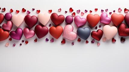 Enchanted Love: A Valentine's Day Background Embellished with Red and Pink Hearts, Creating an Enchanting Atmosphere for Romance