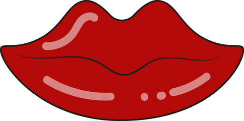 Front view illustration of healthy lips. Isolated object. Vector illustration