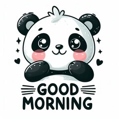 Cute panda with good morning written below