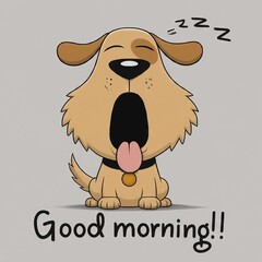 Cute puppy cartoon with good morning written below