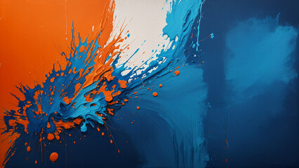 Fototapeta na wymiar orange, blue, white - explosion of paint
