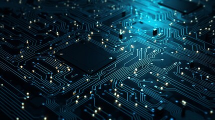 Futuristic circuit board abstract: high-tech technology concept illustration