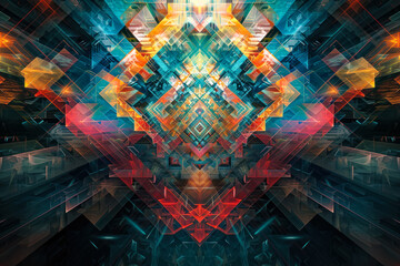 symphony of geometric patterns emerges from the depths of darkness