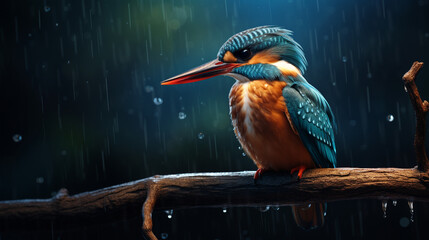 Portrait of a Kingfisher bird in his natural habitat