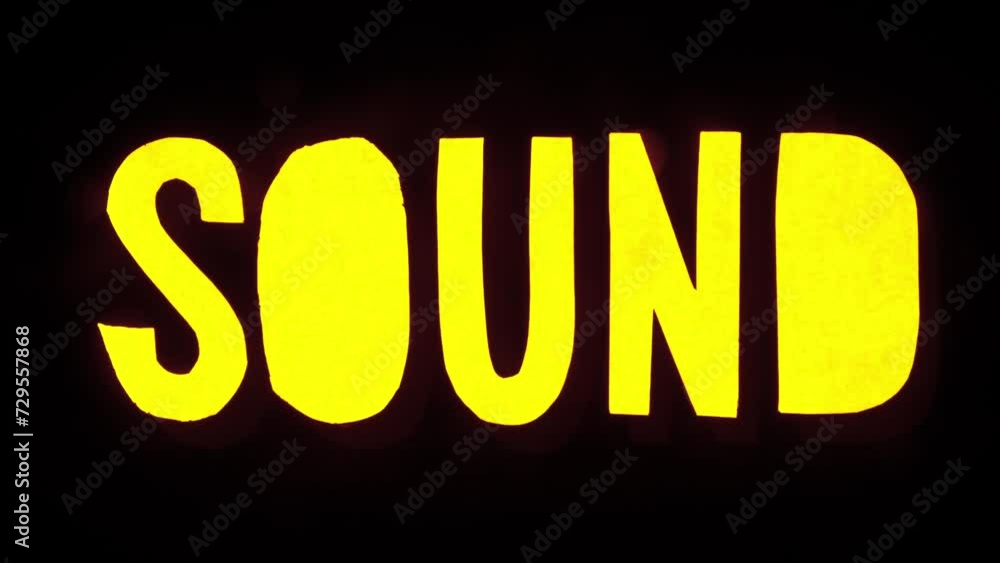 Poster text sign template isolated on black background. word sound glowing yellow in darkness with water wa