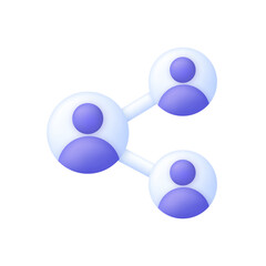 3D People network icon. Social network, connect, link, community, team, group, business concept