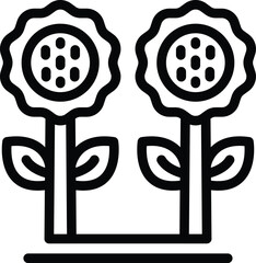 Sunflower plant icon outline vector. Food character machinery. Rural land