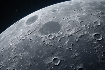 High quality space moon surface stars at background. Concept universe photo galaxy idea. "Elements of this Image Furnished by NASA". HD crater Moon surface close up.