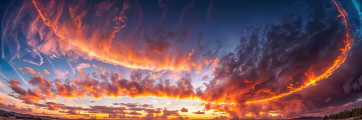 Obraz premium sunset with clouds that resemble a firey dragon in the sky