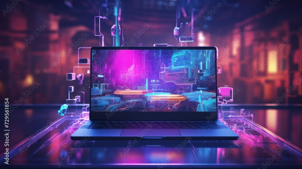 Poster tech-savvy businessman ensuring cyber security and embracing data backup in cloud storage: downloadi