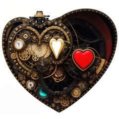 Obraz na płótnie Canvas Heart in steampunk style. Valentine's card. Abstract illustration. AI generated.